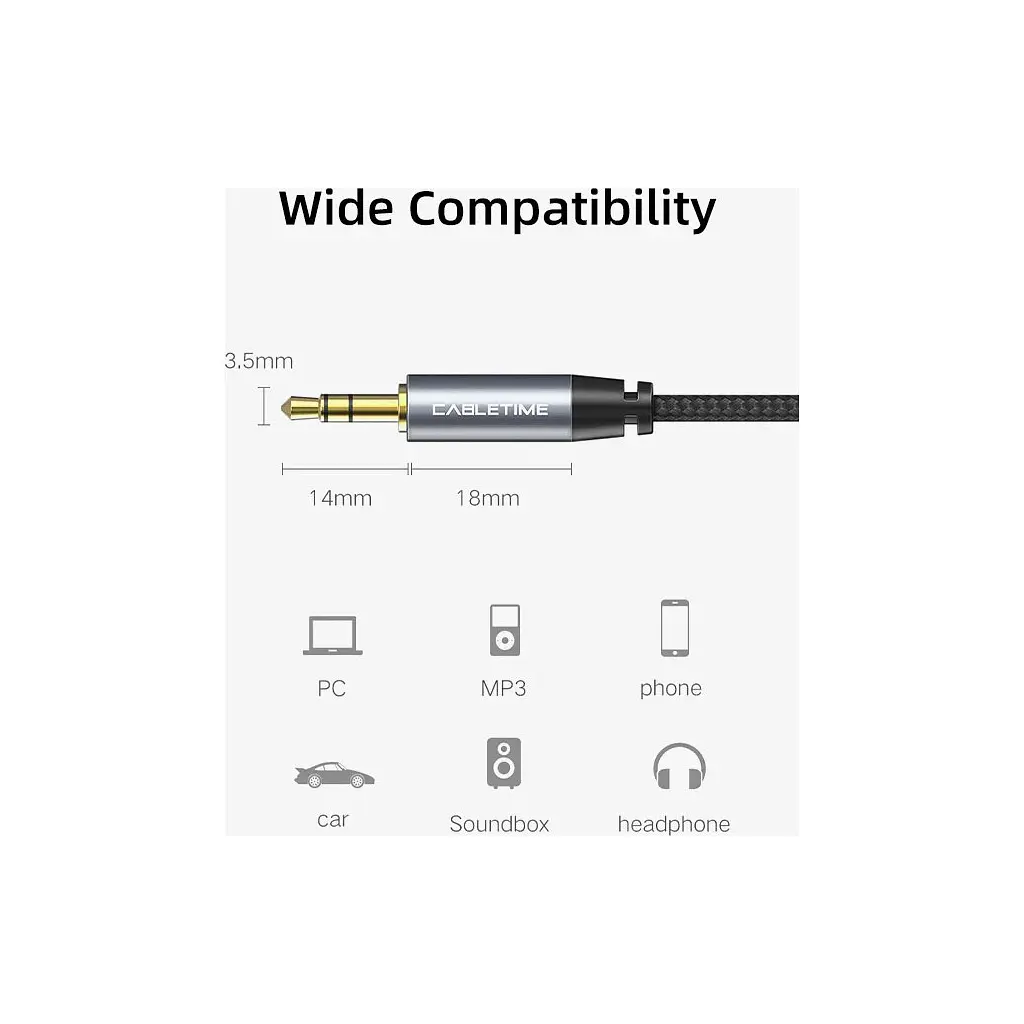 Кабель мультимедійний 3.5mm M to 3.5mm M 1.8m Cabletime (CA915262) - фото 5
