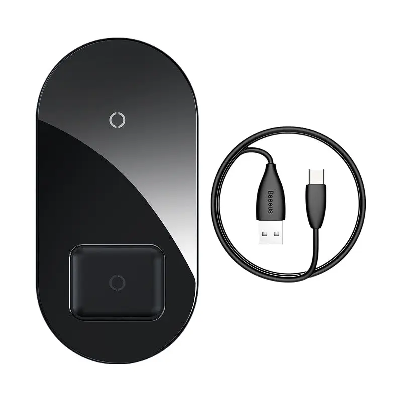 Зарядное устройство BASEUS Simple 2-in-1 Wireless Charger 18W Max (WXJK-01) черный - фото 3