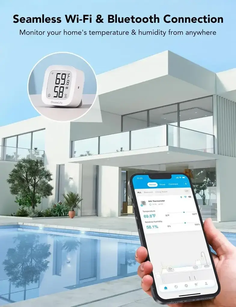 Термометр-гігрометр з дисплеєм GoveeLife H5103 WiFi Bluetooth, точний датчик температури та вологості, додаток Govee Home - фото 4