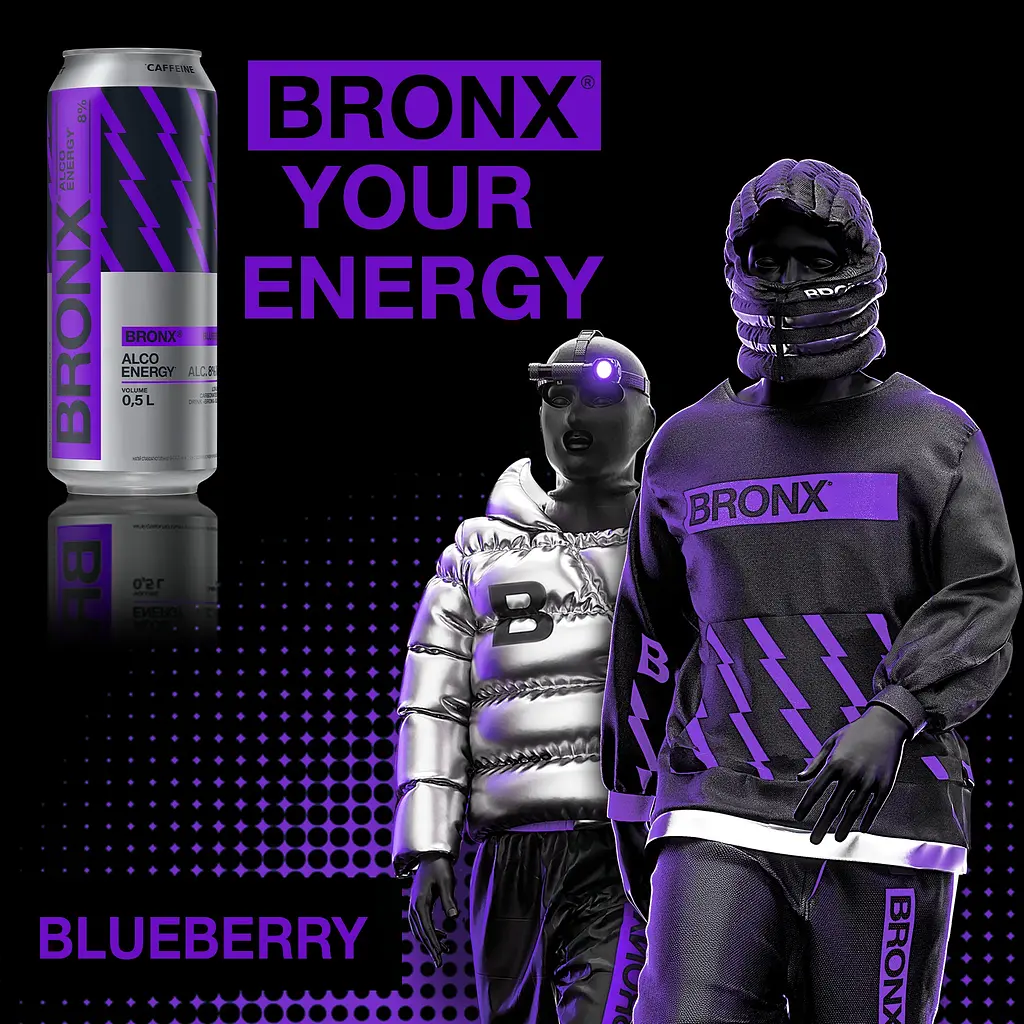 Напій слабоалкогольний енергетичний Bronx Чорниця 8% з/б 0.5 л  - фото 3