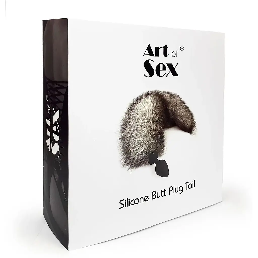 Силиконовая анальная пробка с хвостом из натурального меха Art of Sex size M Artctic fox - фото 6