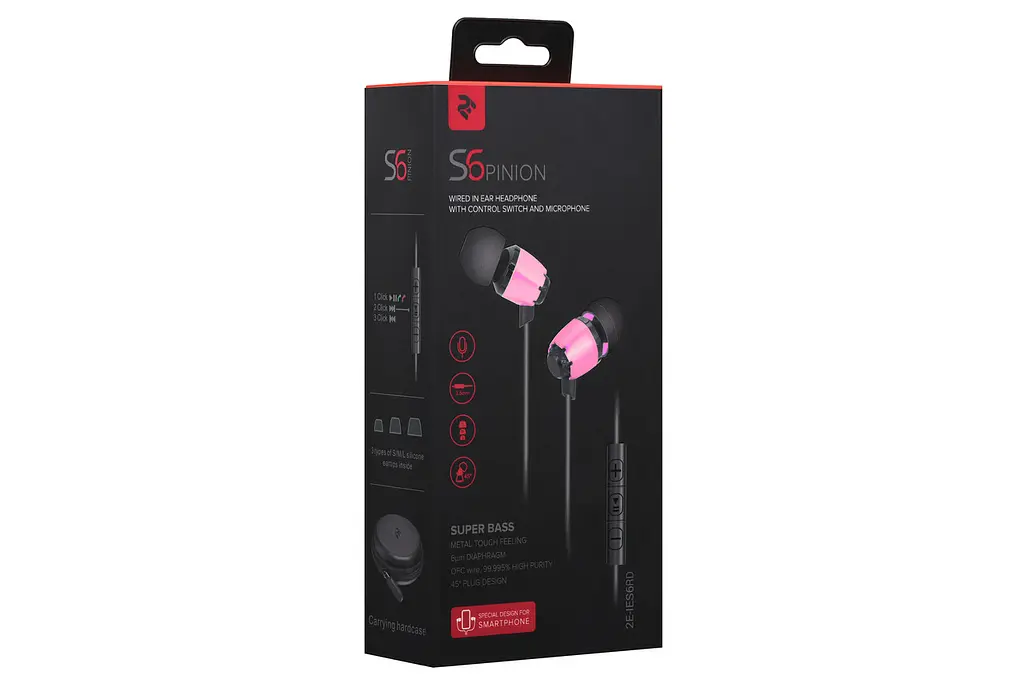 Наушники 2E S6 Pinion Mic Magenta (2E-IES6RD) - фото 6