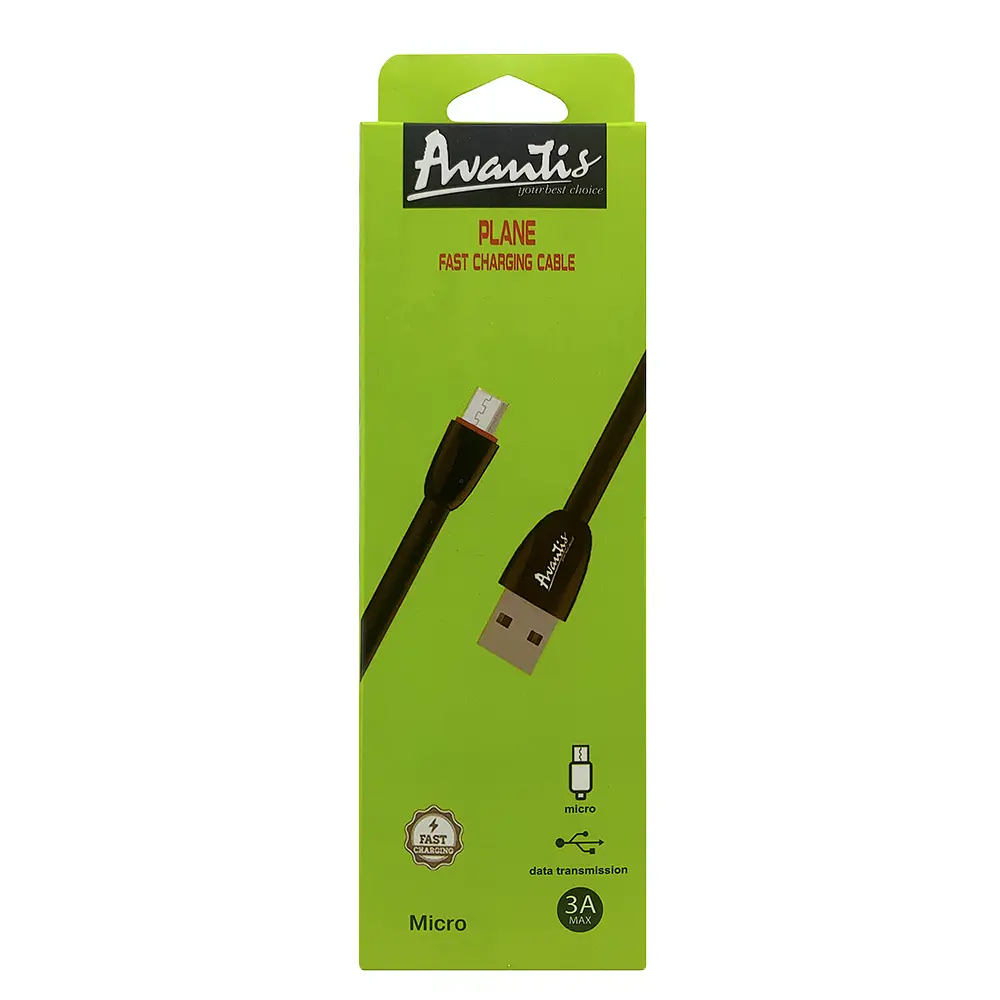 Кабель Avantis AC-22m Plane USB – Micro 2м- чорний - фото 2