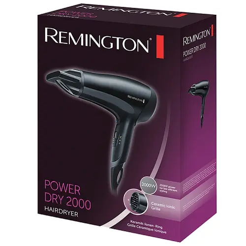 Фен Remington D3010, Black, 2000 Вт, 3 режима, 2 скорости, подача холодного воздуха - фото 2