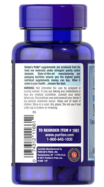 Ніацин (B-3) Niacin Flush Free 500 mg 100 капсул Puritan's Pride vit0005299 - фото 2