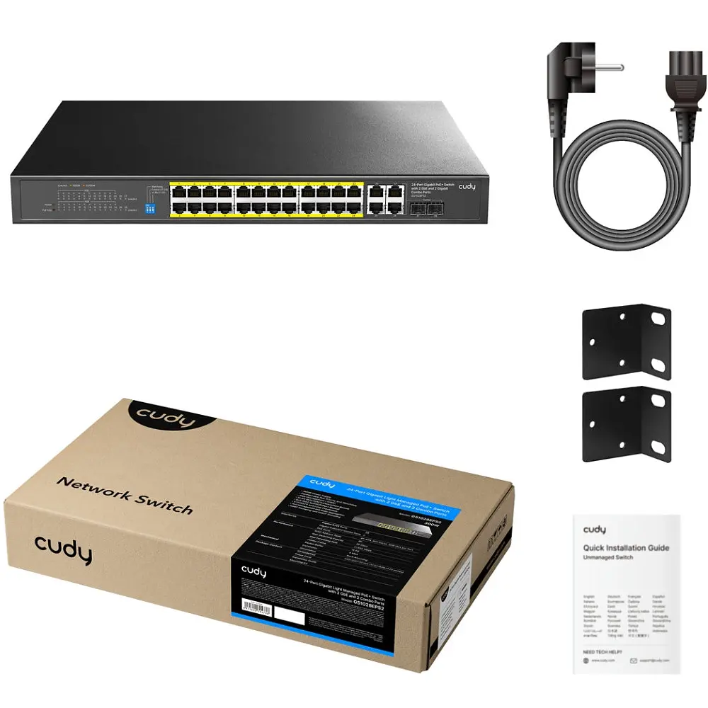 Комутатор Cudy GS1028EPS2, 24-Port Gigabit Light Managed PoE+ Switch with 2 SFP 300W - фото 2