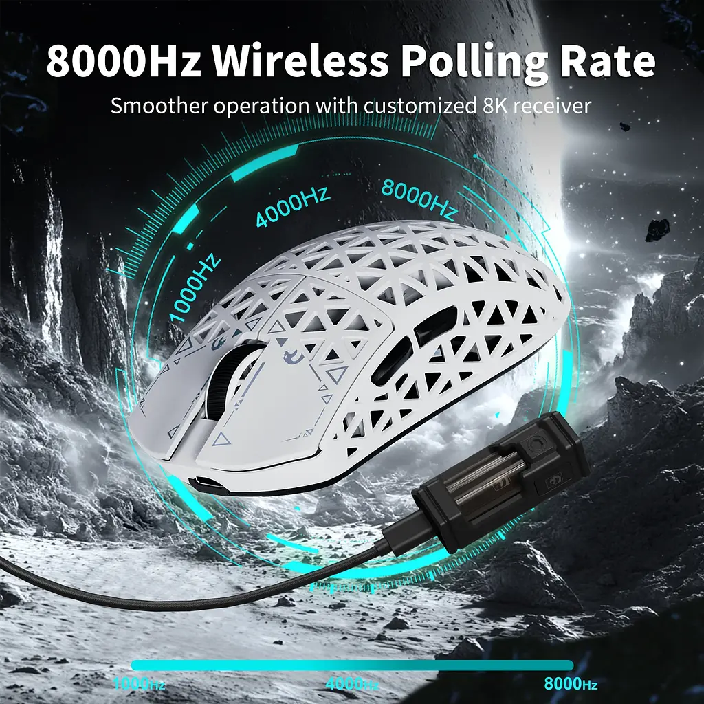 Ігрова бездротова мишка Mambasnake M5 Ultra / PAW3950 Max / 42000 DPI / White - фото 3