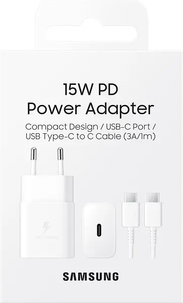 Сітчасте зарядне пристрій Samsung 15W Power Adapter Type-C+Cable - Білий (EP-T1510XWEGEU) (6972209) - фото 3