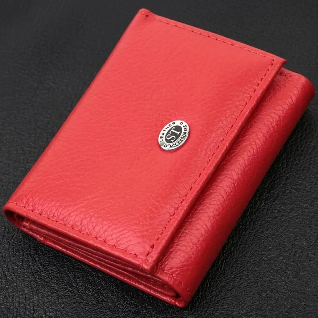 Компактне жіноче портмоне з монетницею із натуральної шкіри ST Leather 22729 червоне - фото 11