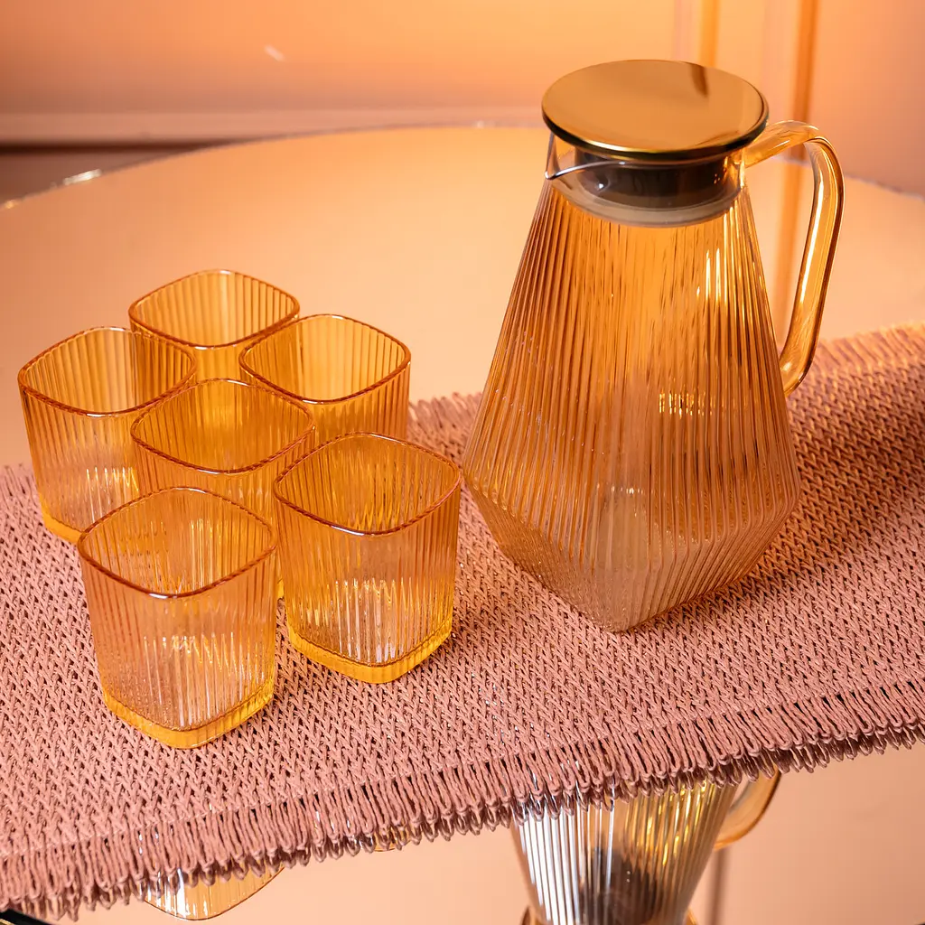 Кувшин 1.8 л со стаканами 6 штук по 200 мл для напитков Коричневый Yiwu HP-19-39 - фото 5