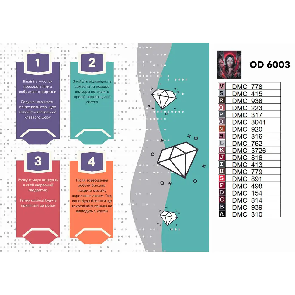 Алмазная мозаика Клуб романтики. Секрет небес реквием Origami OD6003, 40х50 см - фото 2