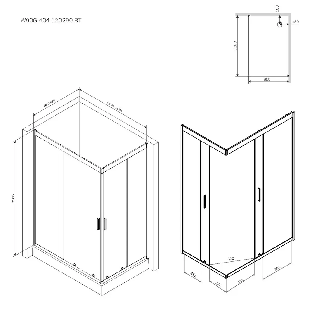Душове огородження Square Slide AM.PM Gem 120×90 см, прозоре скло, хром матовий профіль W90UG-403-120290-MT - фото 4