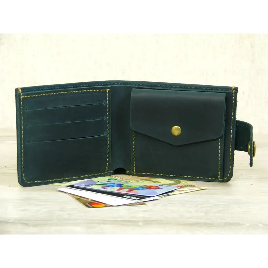 Жіноче портмоне GS шкіряне зелене - фото 2