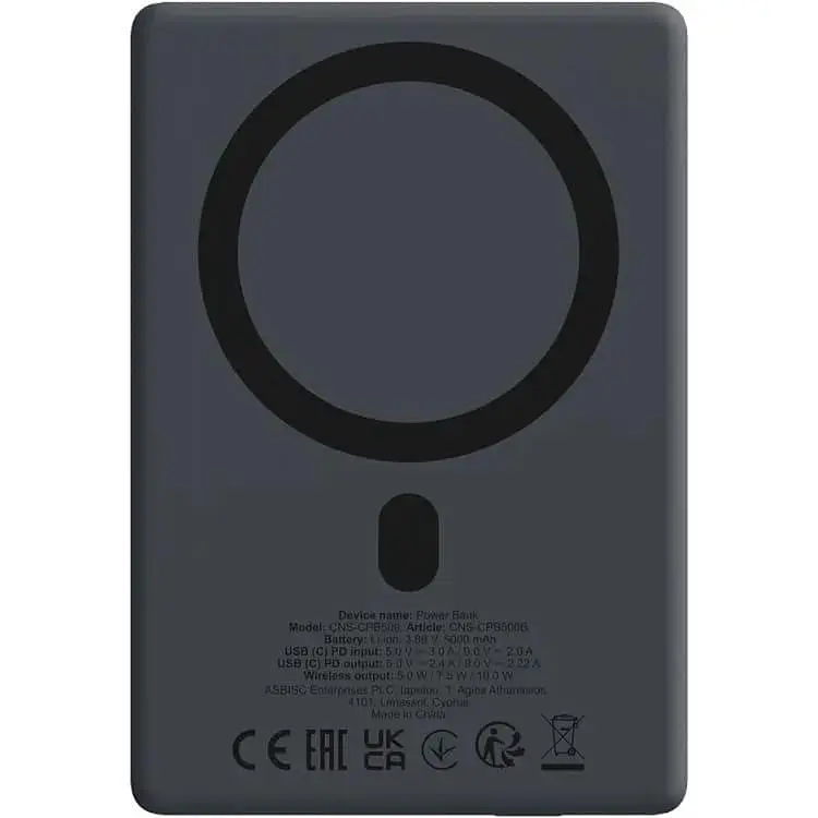 Павербанк Canyon Magnetic Black 5 000 mAh / 20 Вт (CNS-CPB500B) - фото 4