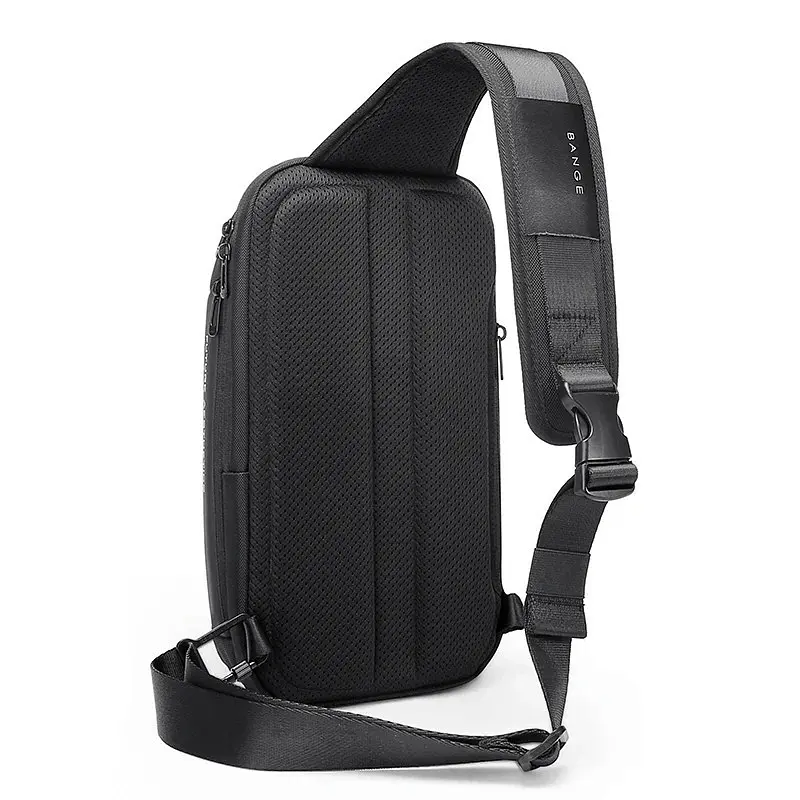 Однолямковий рюкзак через плече Bange BG-7566 7л Сумка-слінг з USB-роз'ємом Black (19367) - фото 2