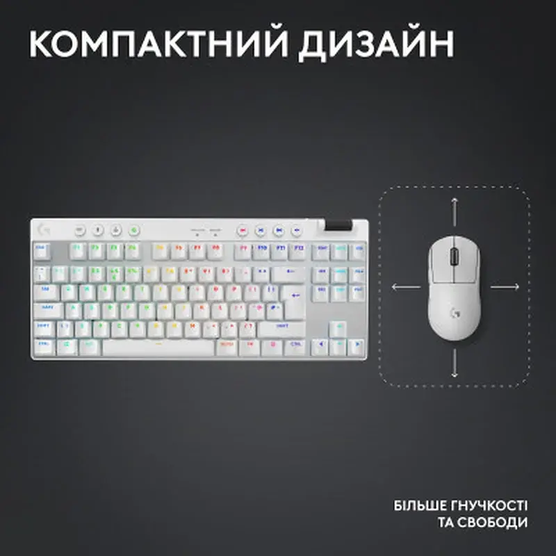 Клавіатура Logitech G PRO X TKL Lightspeed Tactile USB UA White (920-012148) - фото 10