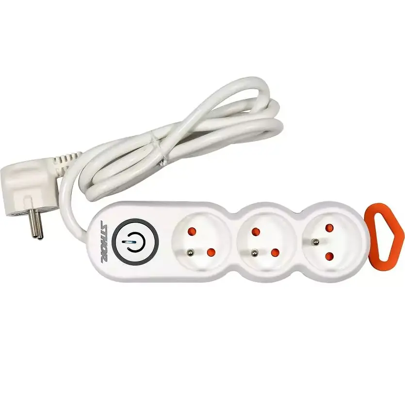 Удлинитель сетевой Sthor 1.5 м 3 гнезда и включатель 3-жильный 1.5 мм² с заземлением белый (72350) - фото 2