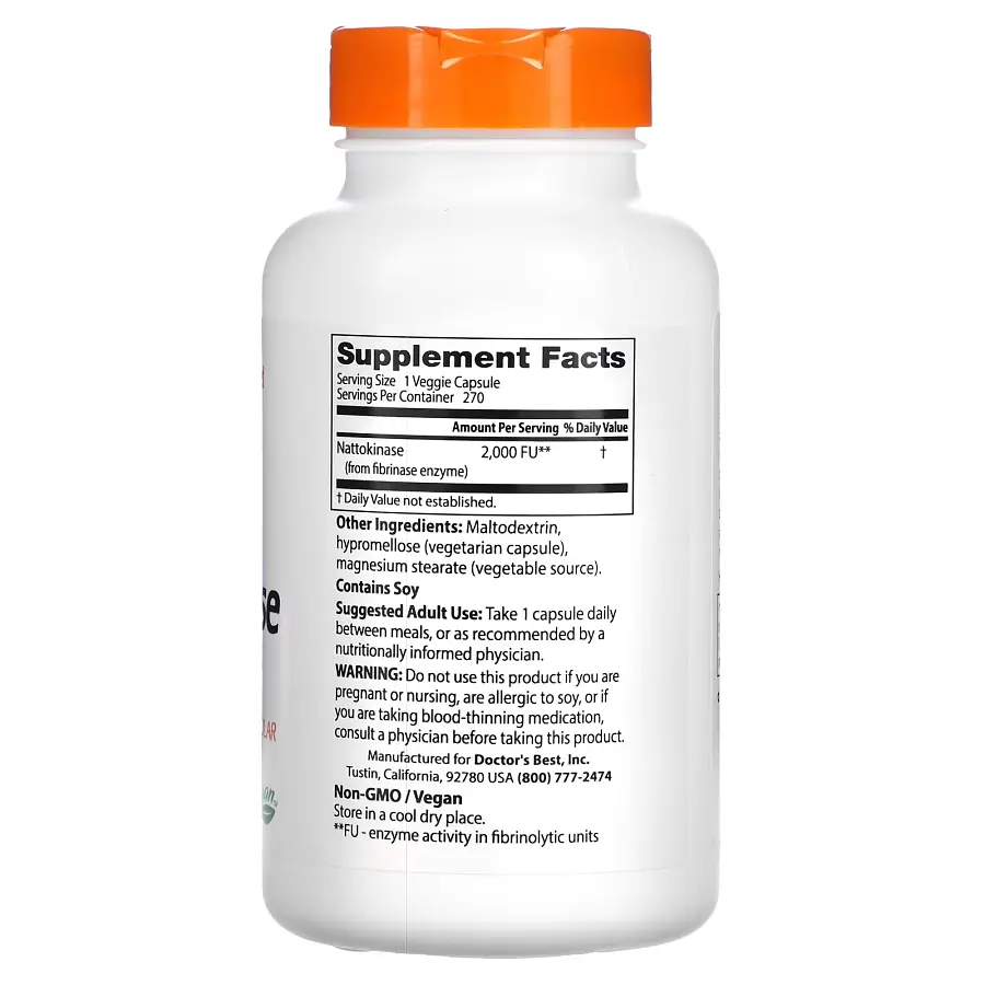 Натуральная добавка Doctor's Best Nattokinase, 270 вегакапсул - фото 2