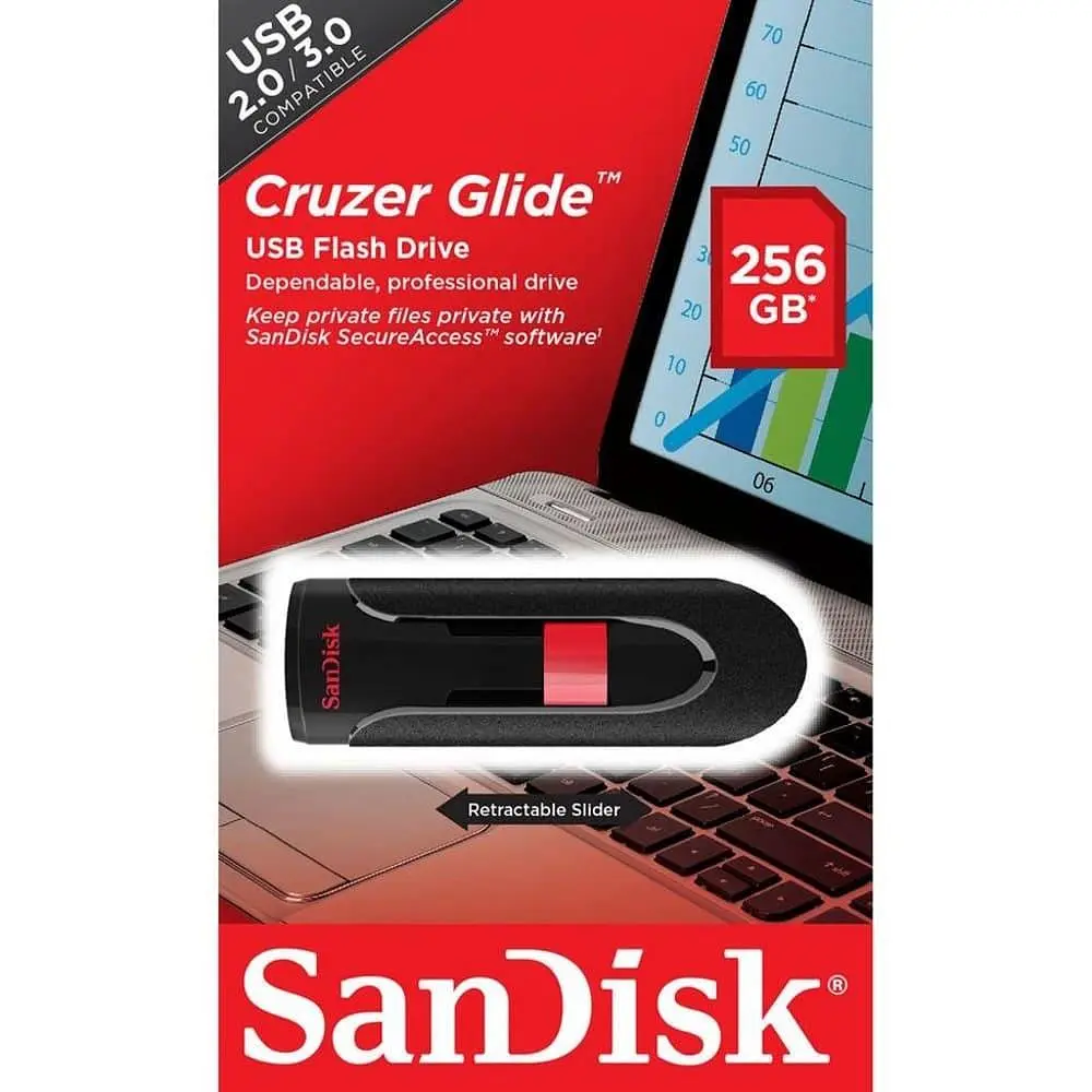 Флеш-накопитель Sandisk USB 2.0 Cruzer Glide 256Gb Black/Red (SDCZ60-256G-B35) - фото 5