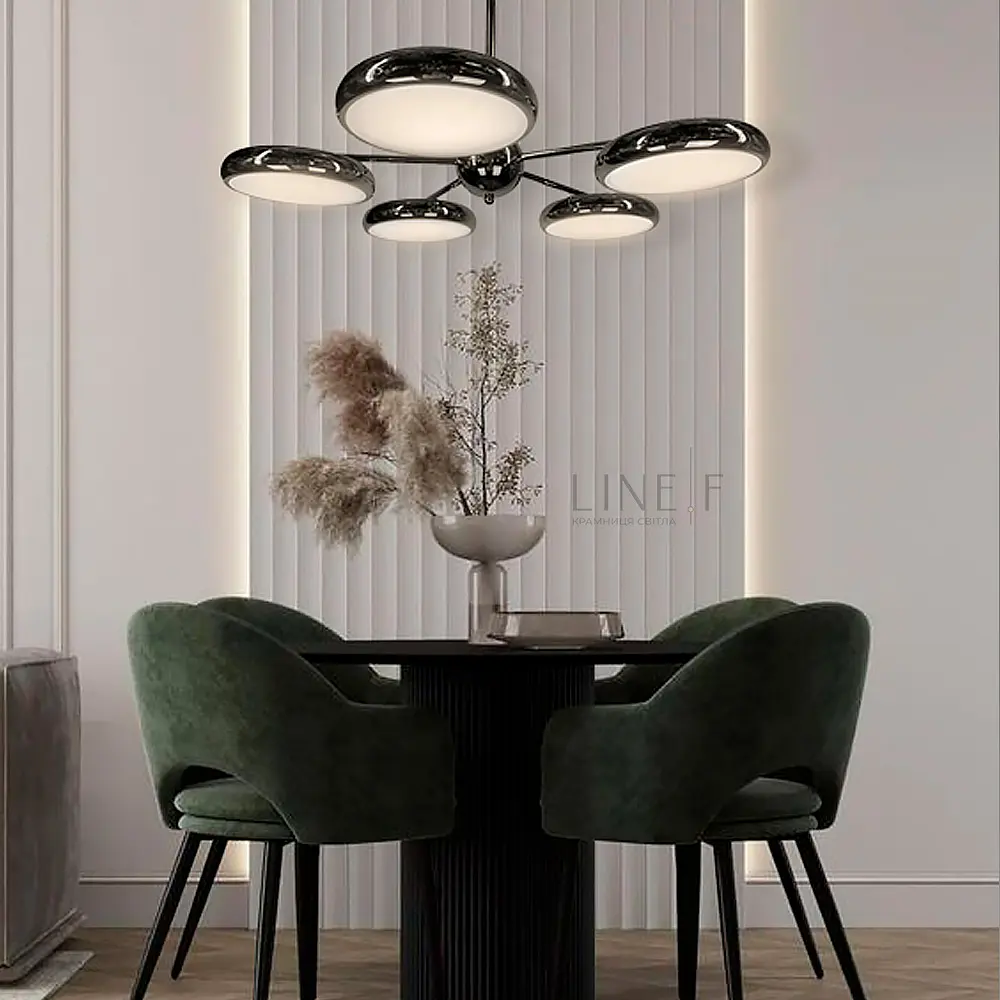 Люстра дизайнерская на 5 световых блоков Line.F S 011/5 CR - фото 8