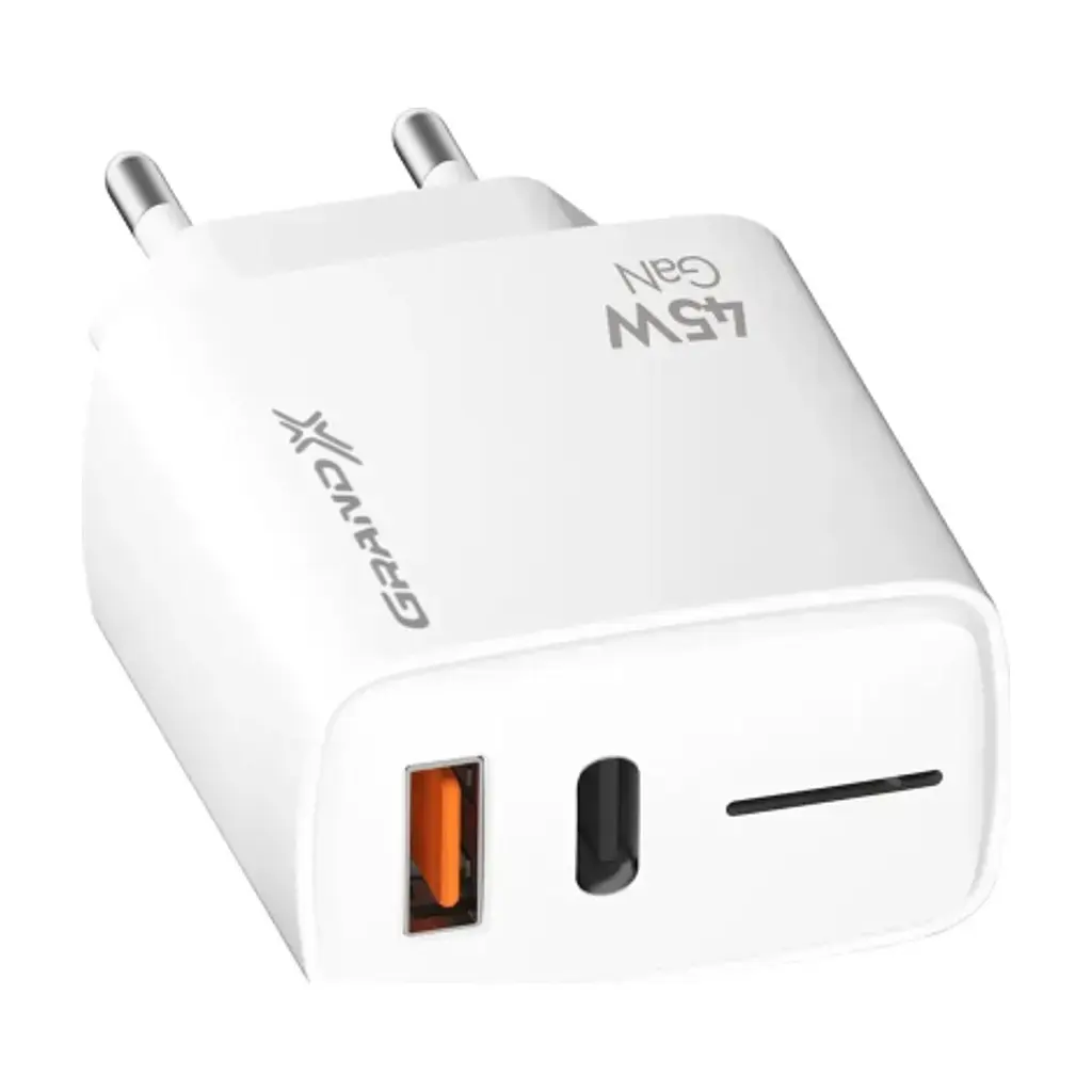Зарядний пристрій Grand-X GaN 1xUSB-C + 1xUSB QC3.0 45W white (CH-460W) - фото 9