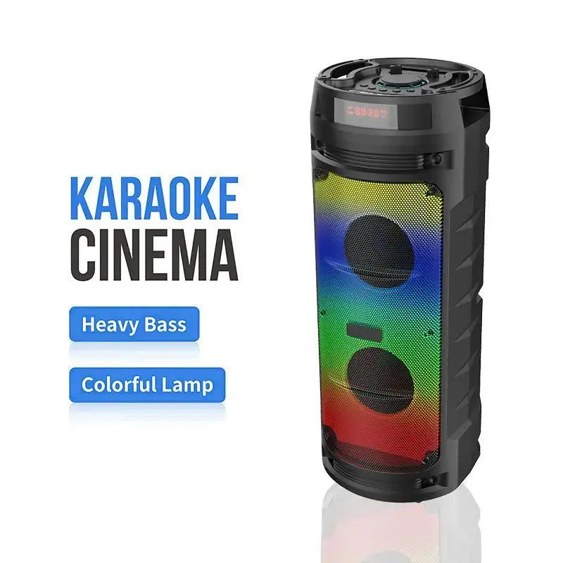 Портативна акустична система Winso ZQS6210W-6.5"x2 з RGB 30W з караоке мікрофоном та пультом - фото 5