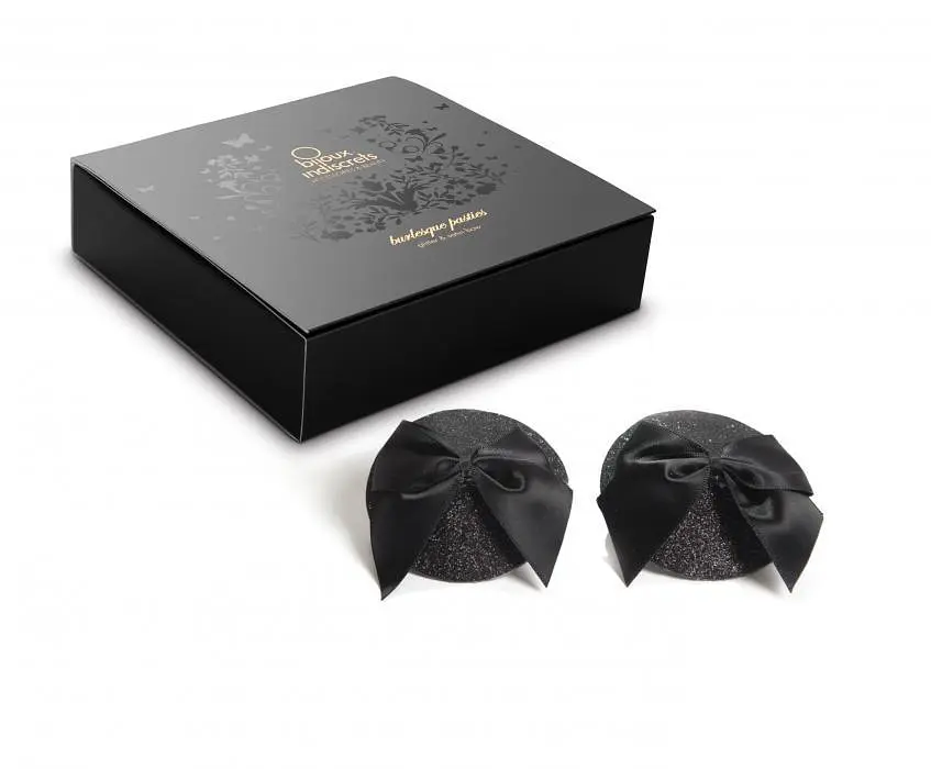 Пестиси Bijoux Indiscrets Burlesque pasties Glitter and Bow (чорний) - фото 2