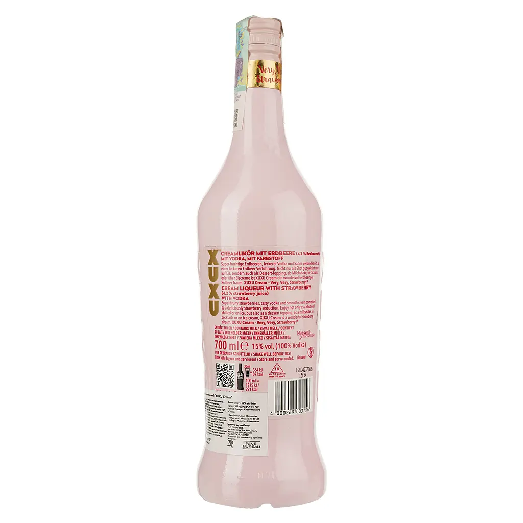 Ликер XUXU Cream клубничный 15% 0.7 л - фото 2