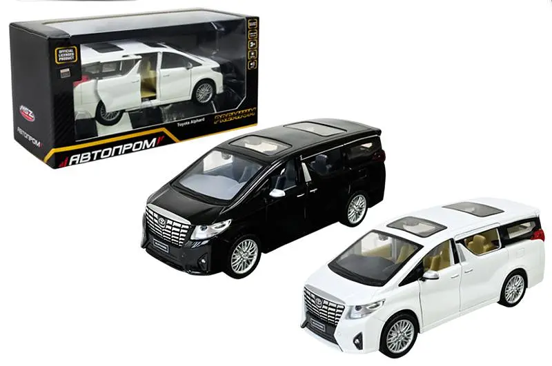 Іграшковий мікроавтобус металевий Toyota Alphard 1:29 Автопром світлозвукові ефекти 68481, 2 кольори, в коробці 20x11x10 см