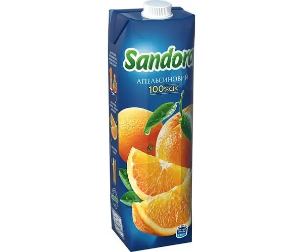 Sandora, 0,95 л, Сік апельсиновий 100% Сандора, без цукру - фото 2