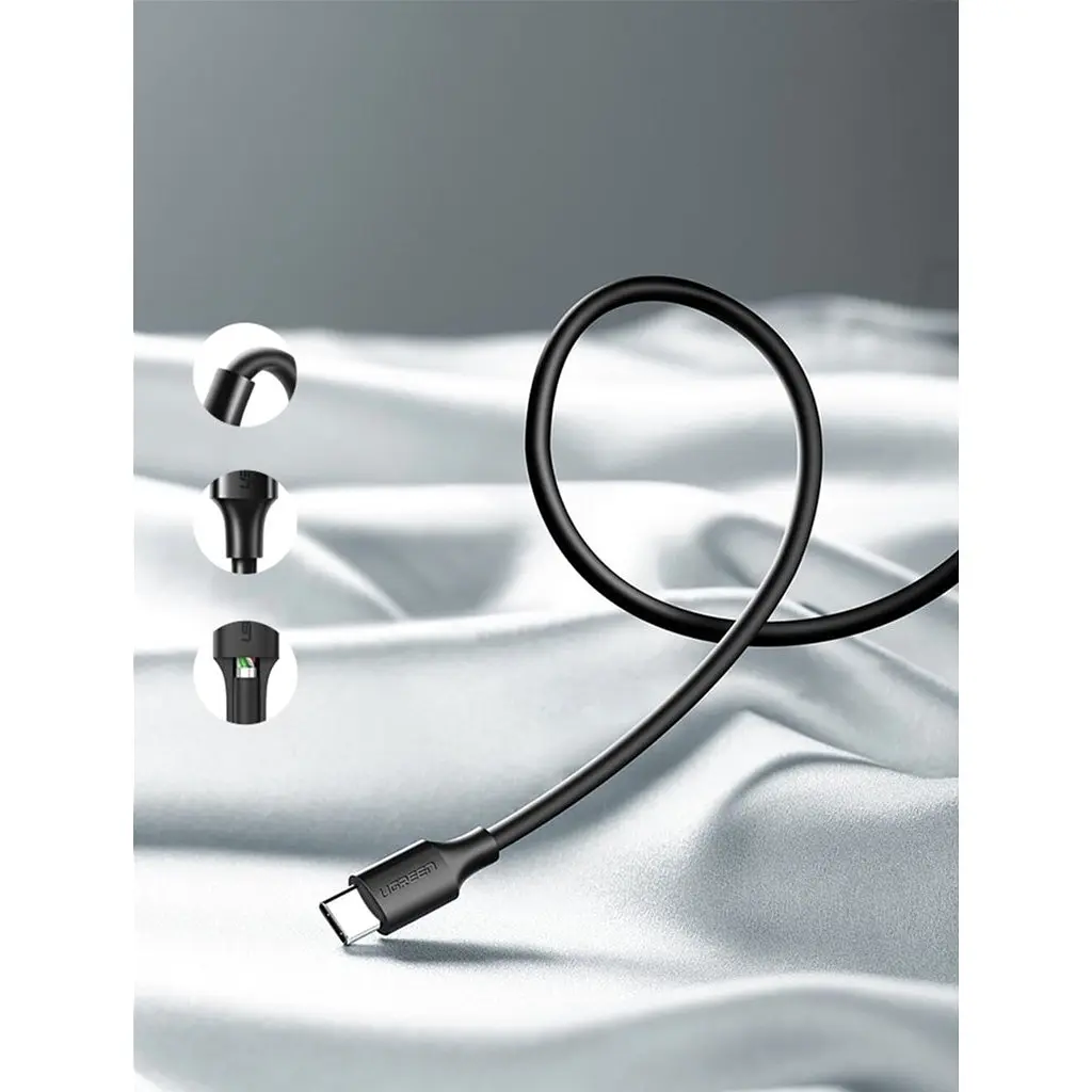 Дата кабель USB 2.0 AM to Type-C 3.0m 3.0A 18W US287 Black Ugreen (60826) - фото 7