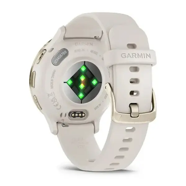 Смарт-часы Garmin Venu 3S корпус цвета слоновая кость с золотистым стальным безелем и белым силиконовым ремешком - фото 2