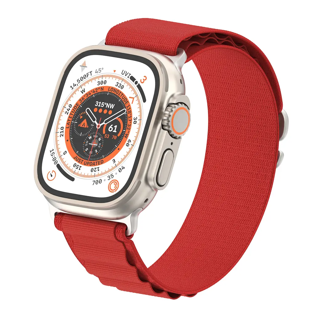 Ремінець для Apple Watch 49/46/45/44/42 (Series 1-3), червоний, Alpine Loop Alpina Band, тканинний поліестеровий ремінець для смарт-годин, дихаючий, для активного відпочинку та спорту, ArmorStandart (ARM81047) - фото 4