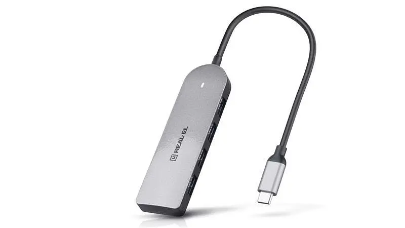 USB-хаб Real-el CQ-415 USB Type-C 4-в-1 - фото 4