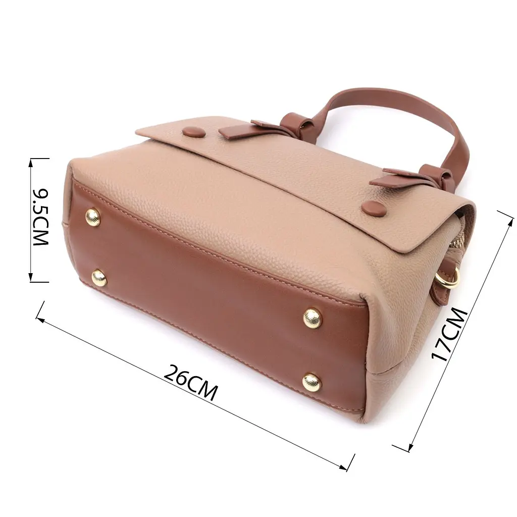 Ділова сумка для жінок з короткою ручкою з натуральної шкіри Vintage 22668 коричнева - фото 3
