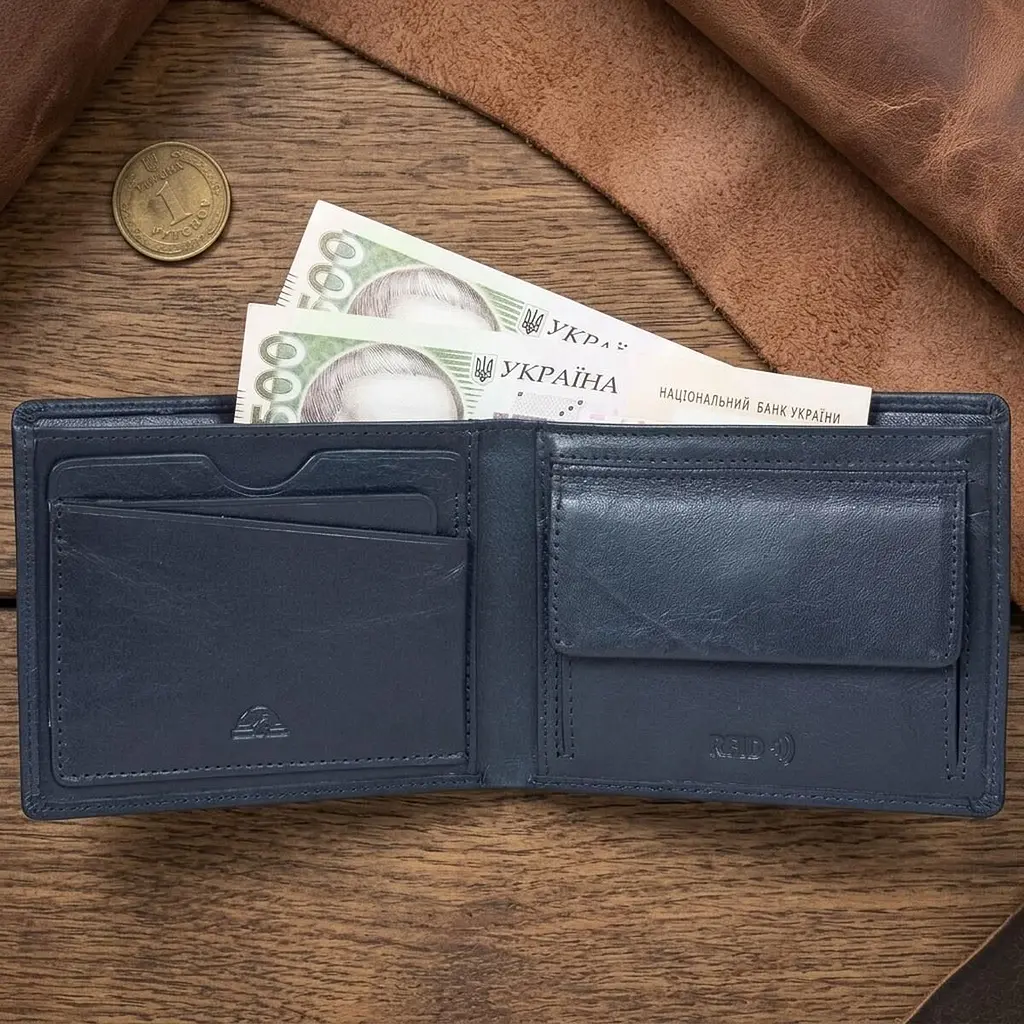 Чоловіче портмоне Tony Perotti Newcontatto 3594+rfid (90373) Темно-синє - фото 2