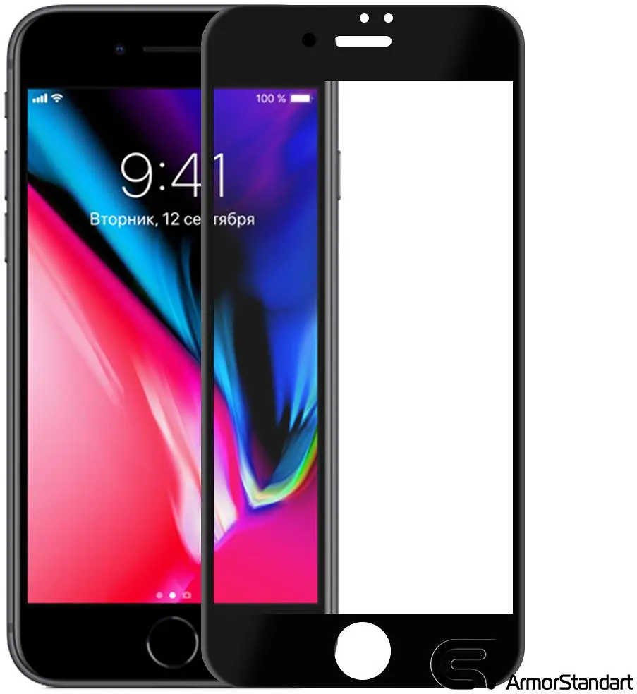 Захисне 3D скло для Apple iPhone 7 Plus/8 Plus, 3D Soft Edge, загартоване, 9H, загартоване скло, повне проклеювання, протиударне, глянсове з олеофобним покриттям, на весь екран, сумісне з чохлами, ArmorStandart (ARM49733) - фото 10