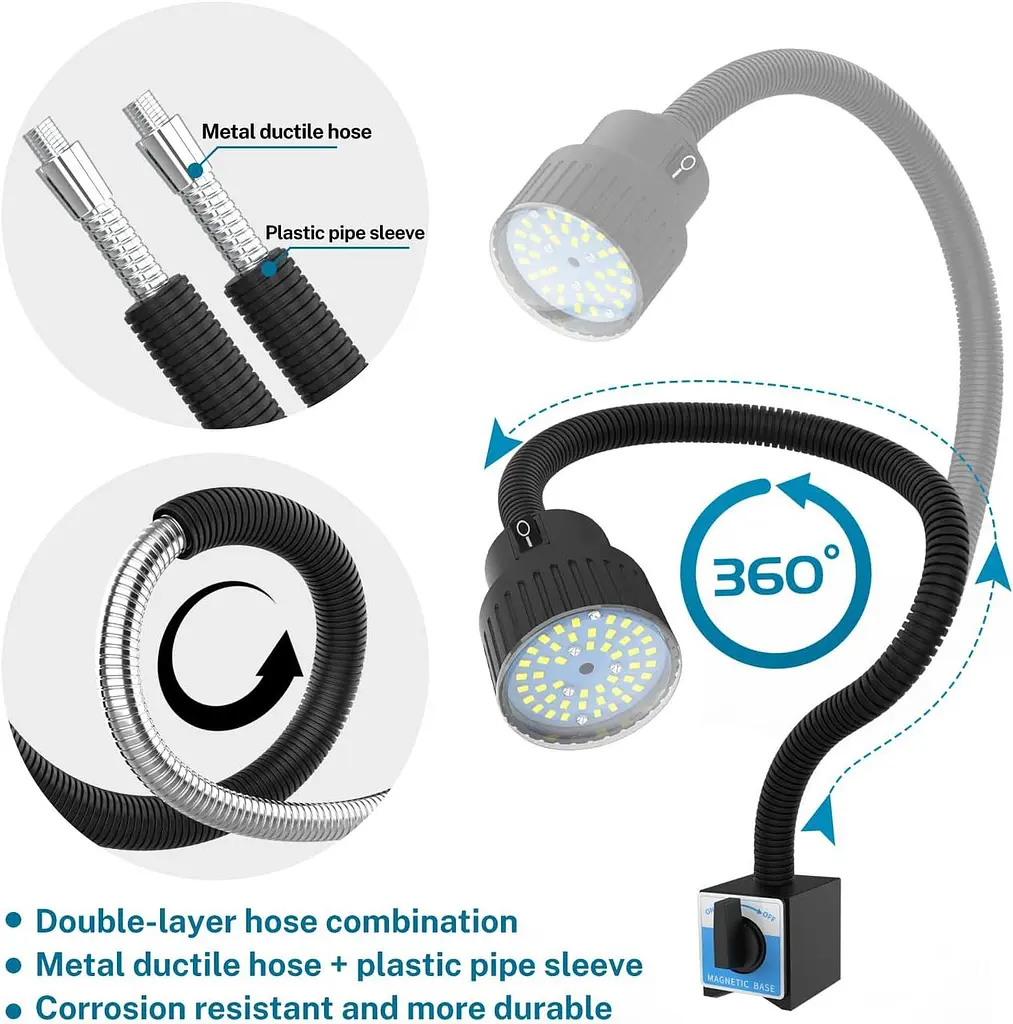 Outemei Магнитная гидроизоляция лампа гусиной шеи Механик Lightwork Lights 1200 люмен (ytm-30d-магнитный) - фото 3