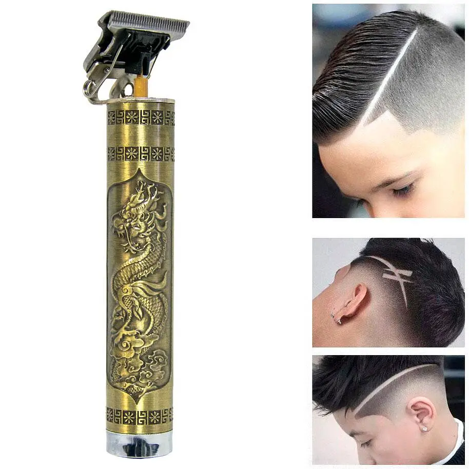 Машинка для стрижки чоловіча Дракон золотистий триммер для бороди PROFESSIONAL HAIR CLIPPER JX-1818 - фото 3