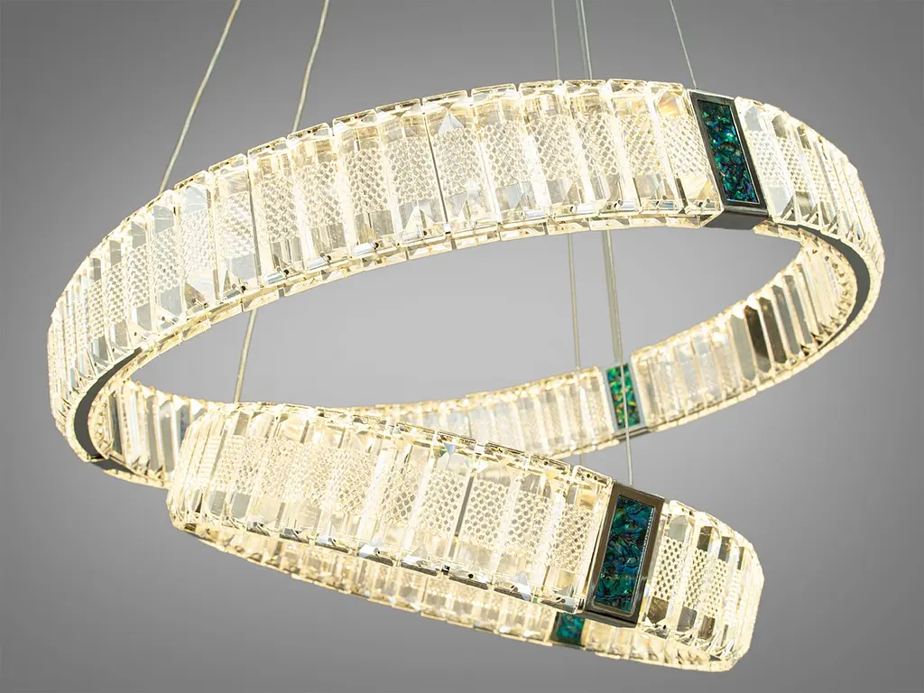 Кришталева світлодіодна LED люстра для високої стелі Diasha 81028-600+400HR - фото 2