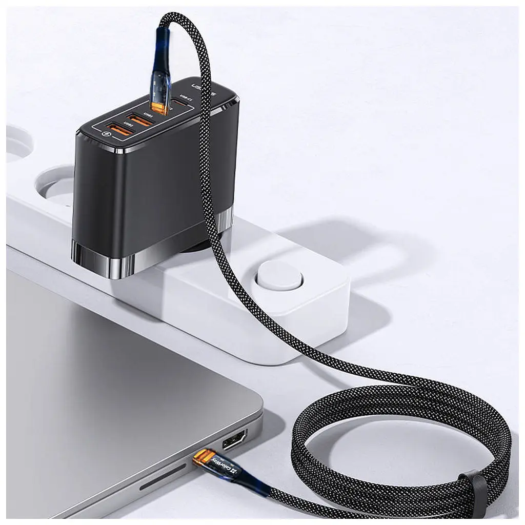 Дата кабель USB-C to USB-C 1.2m 5A 100W transparent head ColorWay (CW-CBPDCC053-BK) - фото 5