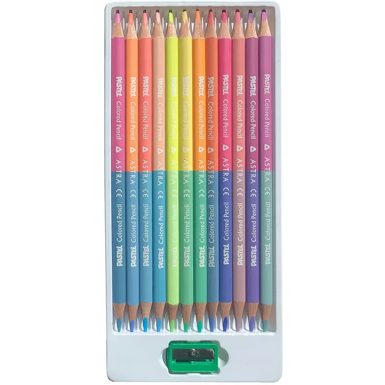 Олівці кольорові Школярик Пастельні двосторонні з точилкою 12 шт. 24 кольори (312120003-UA) - фото 2