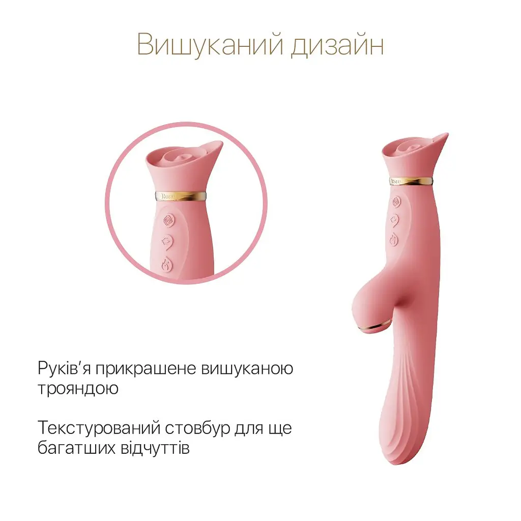 Вібратор з підігрівом та вакуумною стимуляцією клітора Zalo - ROSE Vibrator Strawberry Pink - фото 3