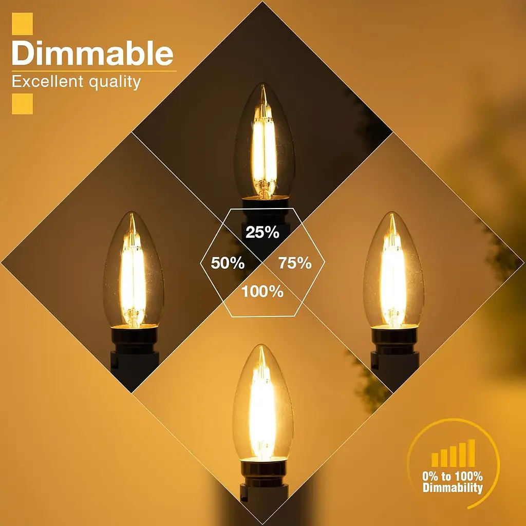 LED лампа Genixgreen E14 6.5 Вт 2700K, філаментна свічка, димована, комплект 6 шт - фото 2
