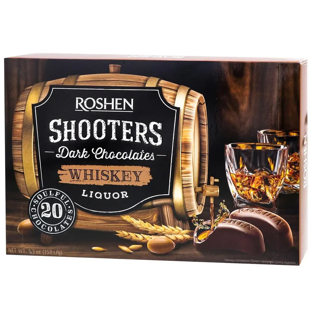 Цукерки Roshen Shooters з віскі-лікером 150 г