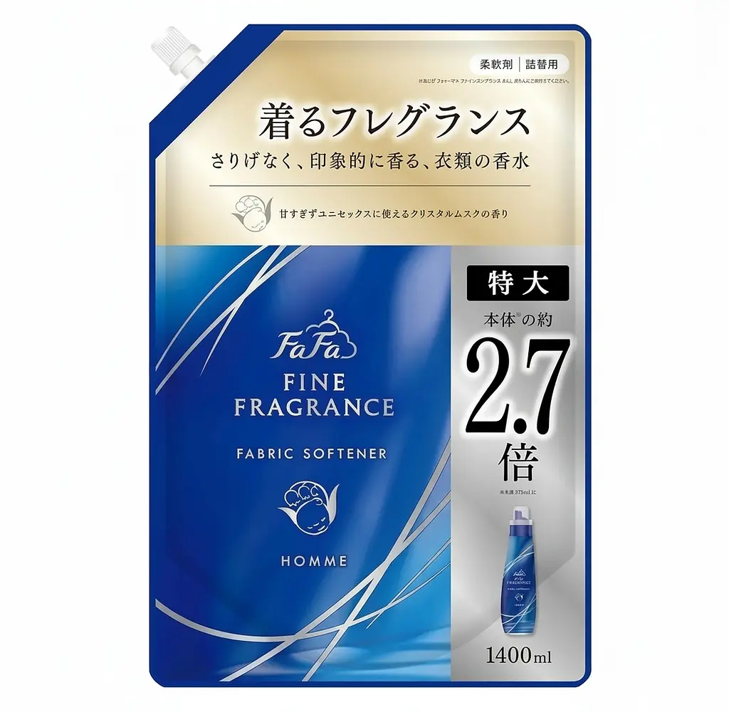 Японський кондиціонер для білизни FaFa Fine Fragrance Homme, поповнення 1400 мл
