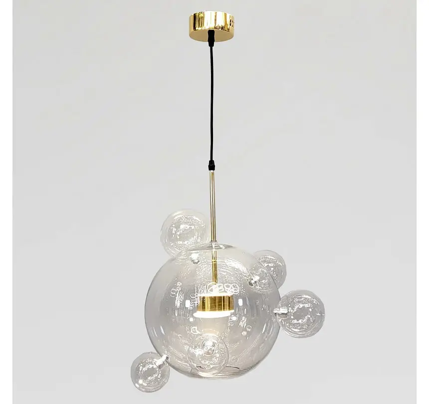 Світлодіодна підвісна люстра Artlight 81617/300-5GD з центральною скляною кулею та п'ятьма декоративними кулями, 15W - фото 4