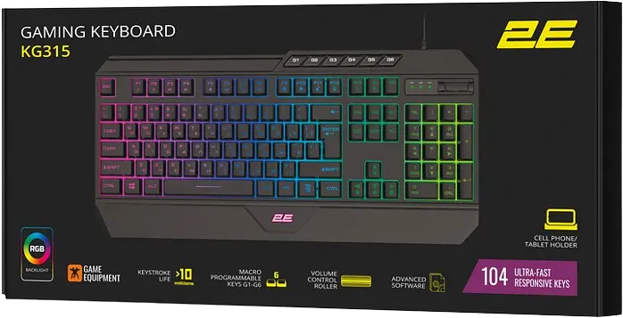 Клавіатура 2E Gaming KG315 RGB Ukr Black (2E-KG315UBK) - фото 3