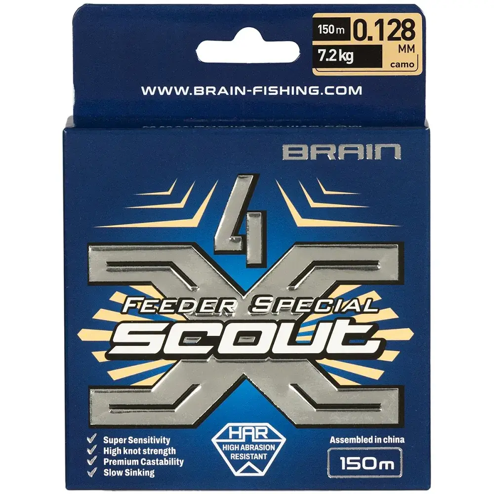 Шнур Brain Scout 4X 150 м (ca мo) 0.128 мм 7.2 кг - фото 2