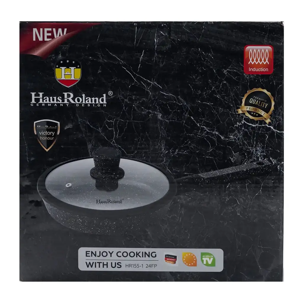 Сковорода антипригарная с крышкой Haus Roland HR155-1 ⌀ 25см алюминиевая сковорода 1,5л Черная - фото 7